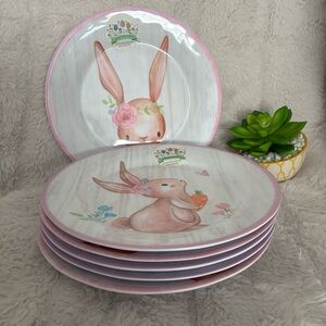 Bunny Boulevard Rabbit Plates Set of 6 NWT